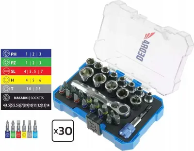 Produktbild von Schraubendreher-Bit- und Steckschlüssel-Set 30-tlg., Kunststoffbox