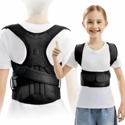 Produktbild von Haltungstrainer Rückenbandage Rückenstütze - Verstellbar - Schwarz - Größe M - Für Kinder und Jugendliche