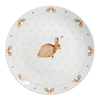 A single plate with a rabbit and heart pattern.