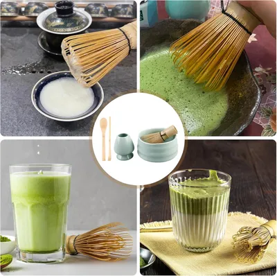 Produktbild von Bambus-Teebesen 5-teiliges Set - Matcha-Besen und Teezeremonie-Set mit Matcha-Schneebesen - Matcha-Teeset mit Besen