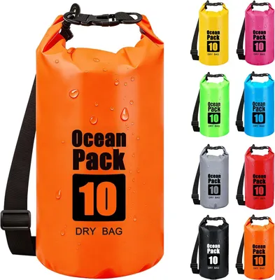 Imagen del producto de Bolsa impermeable de PVC, de 10 litros, con cierre enrollable, ideal para actividades al aire libre