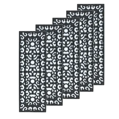 Produktbild von 5er Set Gummistufenmatten für Außentreppen Durchbrochenes – Antirutschmatten – 75 x 25 cm – Schwarz – Wetterfest & Robust