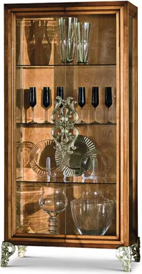 Produktbild von Casa Padrino Luxus Barock Vitrine mit 2 Glastüren Braun / Silber H. 191,5 cm - Barock Möbel -  Italy