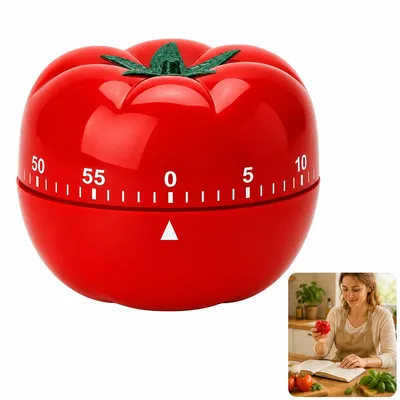 Produktbild von Eieruhr mechanisch, Küchentimer im Tomaten-Design, 60 Min. Kurzzeitwecker ohne Batterie, Küchenwecker für Kochen, Backen, Eier und Lernen