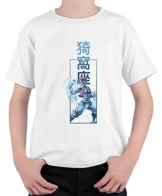 Produktbild von Akaza Dämonenkrieger Anime Kampfkunst Blaue Streifen Japan Y2K Kinder T-Shirt, Weiß, 104