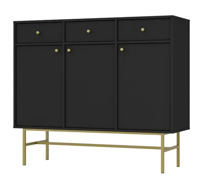 Immagine prodotto di Cassettiera combinata IROS 3 con cassetti e ante - nero grafite / oro