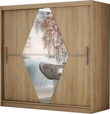 Produktbild von Schiebetürenschrank Kleiderschrank Boliwia 200x62x200cm Sonoma Eiche mit Spiegel