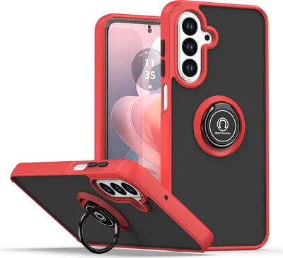 Produktbild von Hülle für Samsung Galaxy A17 5G/4G Matte Transluzent TPU Stoßfest Schutzhülle mit Ring Halter Ständer Rot