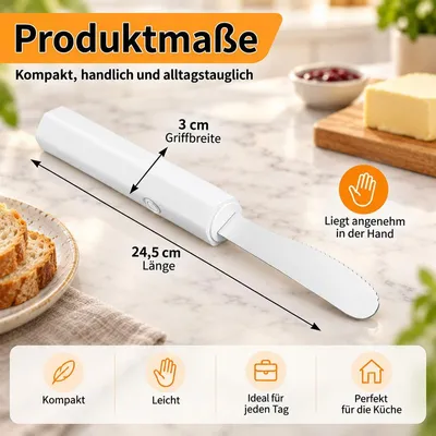 Produktbild von Beheiztes Buttermesser, elektrischer Butterstreicher für Brot, schnelle Erwärmung bis 158 °F, weiß