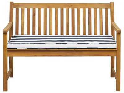 Produktbild von BELIANI Gartenbank mit Auflage Marineblau Akazienholz 120 cm Landhaus Stil Gartenausstattung Balkon Terrasse Garten