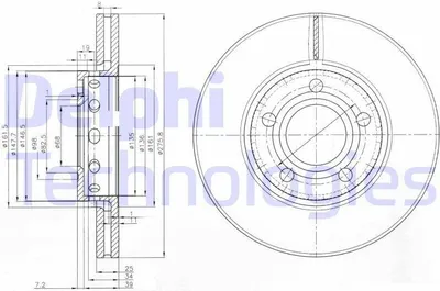 Produktbild von 2x DELPHI Bremsscheibe BG2518 für AUDI 100 Limousine (44 44Q C3) QUATTRO (85)