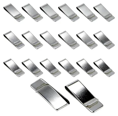 Produktbild von Geldklammern Set Edelstahl Geldscheinklammer Silber Geldclip Geld Klammer für Geldscheine Quittung Note Kreditkarte 52x15mm (20 Stück)