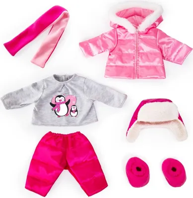 Produktbild von Bayer Design 84613AA Kleider für Puppen 40-46 cm, 6 Teile, Babysachen Anziehsachen, rosa, Pinguinmotiv