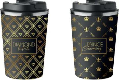Obrázok produktu pre 2er Set Premium Thermobecher Diamond Bitch Prince King 350ml KT_068