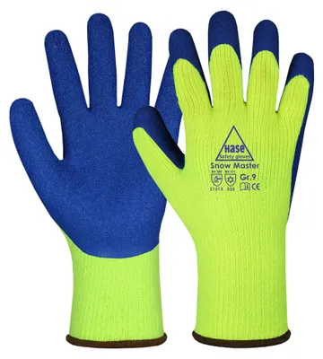 Produktbild von HASE SAFETY GLOVES Latex-Arbeitshandschuh Winter, EN 388, EN 420, EN 511, gelb/blau, Größe 10
