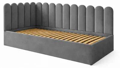 Produktbild von Jugendbett JUNIOR 80x200 Wandpaneele Dunkelgrau Velvet Bettkasten