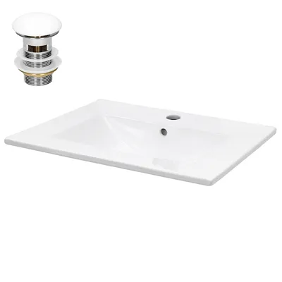 Obrázok produktu pre LuxeBath umývadlo Umývadlo na dosku Square, 61x46,5x17,5 cm, biele, z keramiky, vrátane odtokovej súpravy s prepadom