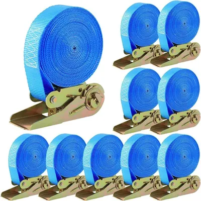 Produktbild von Spanngurte mit Ratsche 10 Stück 800kg 6m x 25mm Blau