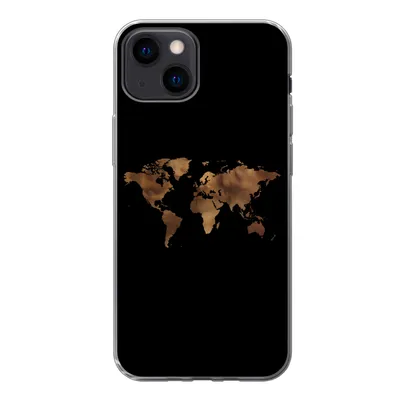 Produktbild von MuchoWow® Handyhülle Schutzhülle Hülle für iPhone 13 mini Weltkarte - Stoff - Karte Silikon Softcase Handy Hülle - Softcase