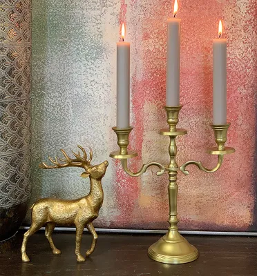Produktbild von Kerzenständer Kerzenhalter Kerzenleuchter gold matt 3-flammig Antik-Stil 31cm