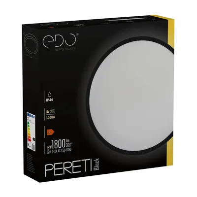 Image de LED-Plafond PERETI 18W anneau noir 29,5cm, 3000K couleur chaude, 1800lm, IP44, 220-240V EDO777611 EDO