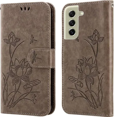 Produktbild von König Design Hülle kompatibel mit Samsung Galaxy S21 FE Kunstleder Handyhülle - Handy Case Grau