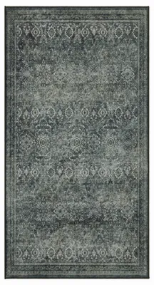 Imagen del producto de Alfombra Kurzflor estilo vintage oriental, ideal para salón, dormitorio o habitación infantil, color verde, 80x150 cm, rectangular