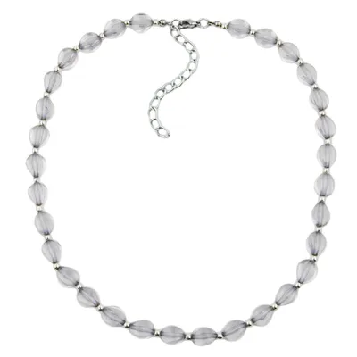 Produktbild von Kette 10mm Vierkantperle grau-transparent Kunststoff 42cm grau 4mm