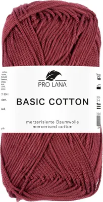 Produktbild von Pro Lana BASIC Baumwolle Baumwollgarn 50 g ideal für Kleidung, Spielzeug, Accessoires 125 m Farbe 238 - bordeaux
