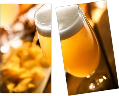Produktbild von Spritzschutz Herdabdeckplatte Schneidebrett aus Glas Bierglas von Nahem 2-Teilig (60x52cm)