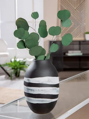 Obrázok produktu pre Gilde Vase, okrúhla, Escovus, keramika, čierna, balenie 3 kusy, priemer: 14 cm, výška: 21 cm, kód: 58544