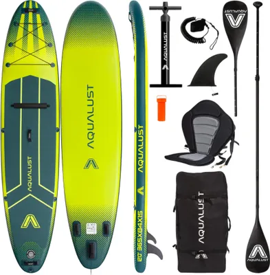 Immagine prodotto di AQUALUST 12.0 iSUP: set completo di tavola da stand up paddle gonfiabile da 365 cm - Contenuto: set tavola + pagaia da kayak + sedile Deluxe