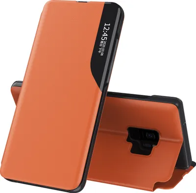 Image de Etui pour Galaxy S9 Plus, Smart View Window Flip StandPolyuréthaneLeather Protective Case for Samsung Galaxy S9 Plus Orange