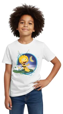 Produktbild von Spreadshirt Biene Maja Mondschein Kinder T-Shirt, 110/116 (5-6 Jahre), Weiß