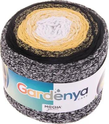 250g Farbverlaufsgarn Gardenya Cake Bobbel weiß-gelb-schwarz