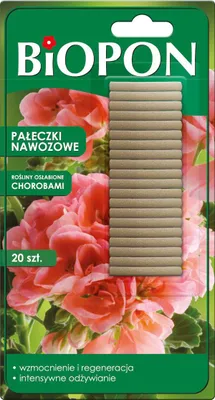 Zdjęcie produktu dla Pałeczki nawozowe do roślin osłabionych chorobami BIOPON 20 szt.