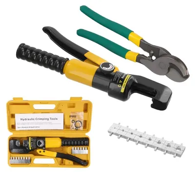 Immagine prodotto di Pinza crimpatrice idraulica per connettori a crimpare - 10 tonnellate - 12–2/0 AWG - Strumento manuale per la crimpatura - Per terminali elettrici - Modello B