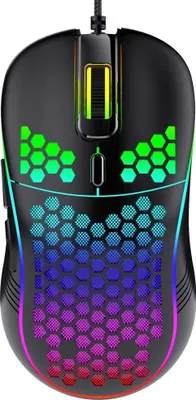 Produktbild von INF RGB Gaming Maus USB Kabelgebunden - Einstellbare DPI, 6 Tasten Schwarz