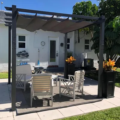 Produktbild von PURPLE LEAF Aluminium Pergola 3 x 3 m Wasserdicht Stabil Winterfest, Garten Pavillon mit Sonnenschutz uberdachung, UV-Schutz, Grau
