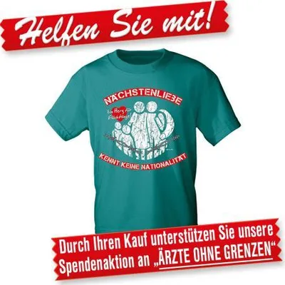Produktbild von T-Shirt mit Print - NÄCHSTENLIEBE kennt keine Nationalität - 09310 - Gr. S-2XL Größe - S