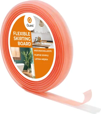 Produktbild von QUEST Kantenschutz Selbstklebend 10x10 mm, PVC Eckenschutz für Außenecken, Dekorativ, Transparent, UV-beständig, transparent, 5 m