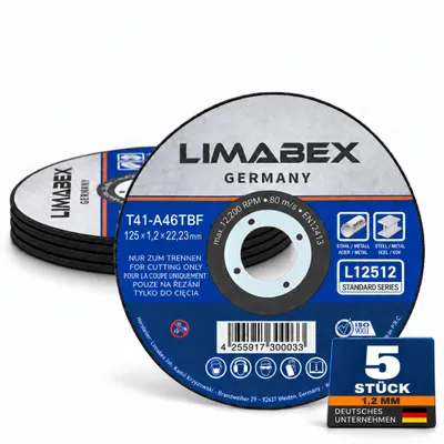 Produktbild von Trennscheiben 125 x 1.2 mm Metall Stahl Edelstahl INOX Rohre Profile Bleche Stangen 5 Stück