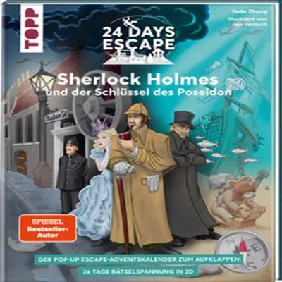 Immagine prodotto di Calendario dell'Avvento pop-up 3D "24 Giorni di Avventura": Sherlock Holmes e la Chiave di Poseidone. Risolvi enigmi durante l'Avvento con questo libro pop-up! Include un libretto di storie e segreti nascosti