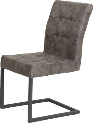A single brown leather-look cantilever chair with a metal frame, shown against a white background.