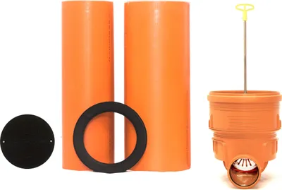 Produktbild von KG Schacht Abwasserschacht Schachtboden mit Rückstauklappe DN400 / DN160 - Rohr DN400, DN315 - Deckel DN315 - Kanal Entwässerung Komplett SET