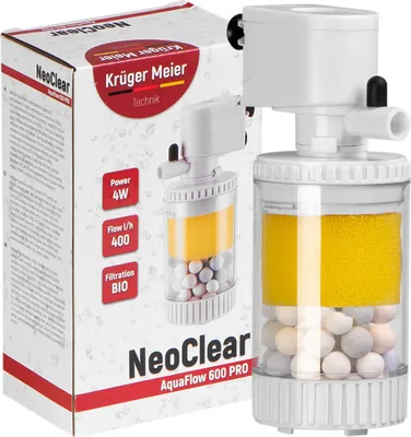 Immagine prodotto di filtro interno per acquario da 20-40 litri, Kruger Meier NeoClear 600, silenzioso, a risparmio energetico, con doppio materiale filtrante: spugna e Vetroceramica
