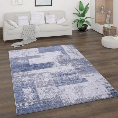 Image de Tapis salon à poils courts vintage abstrait moderne géométrique motif losange dimensions 240 x 340 cm