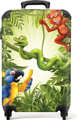 Produktbild von NoBoringSuitcases.com® - Reisekoffer Dschungel - Handgepäckkoffer Kind Junge - 55x35x25Handgepäck Koffer 55x35x20 cm, 36L,