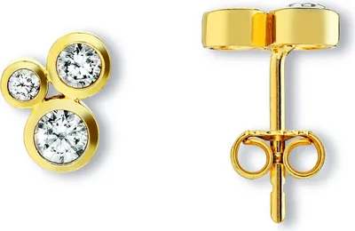 Image de Clou d'oreille zirconium 333/- or jaune pierre précieuse blanche