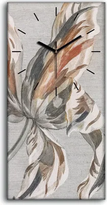 Produktbild von Wanduhr Bürouhr Leinwand Bild Geräuschlos 30x60 Gemälde Blumen Pflanzen Kunst - schwarze Hände